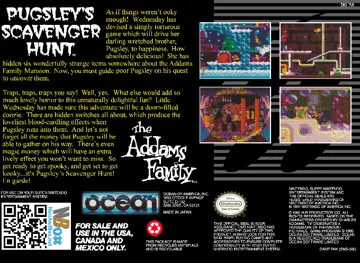 Addams Family, The - Pugsley's Scavenger Hunt (USA) (Beta) box cover back